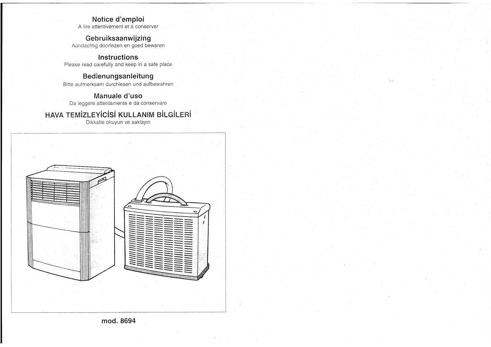 CALOR CHAUFFAGE CLIMATISEUR 8694 User Manual