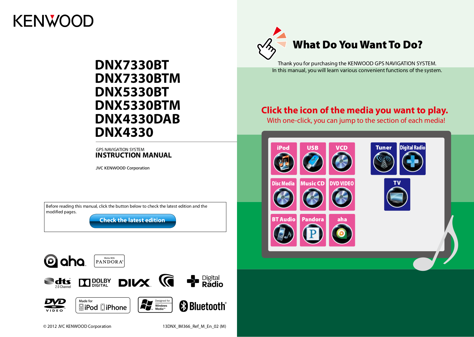 Kenwood dnx7330bt User Manual