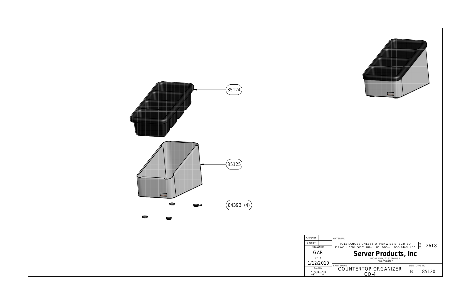 Server Products CO-4 85120 Parts List