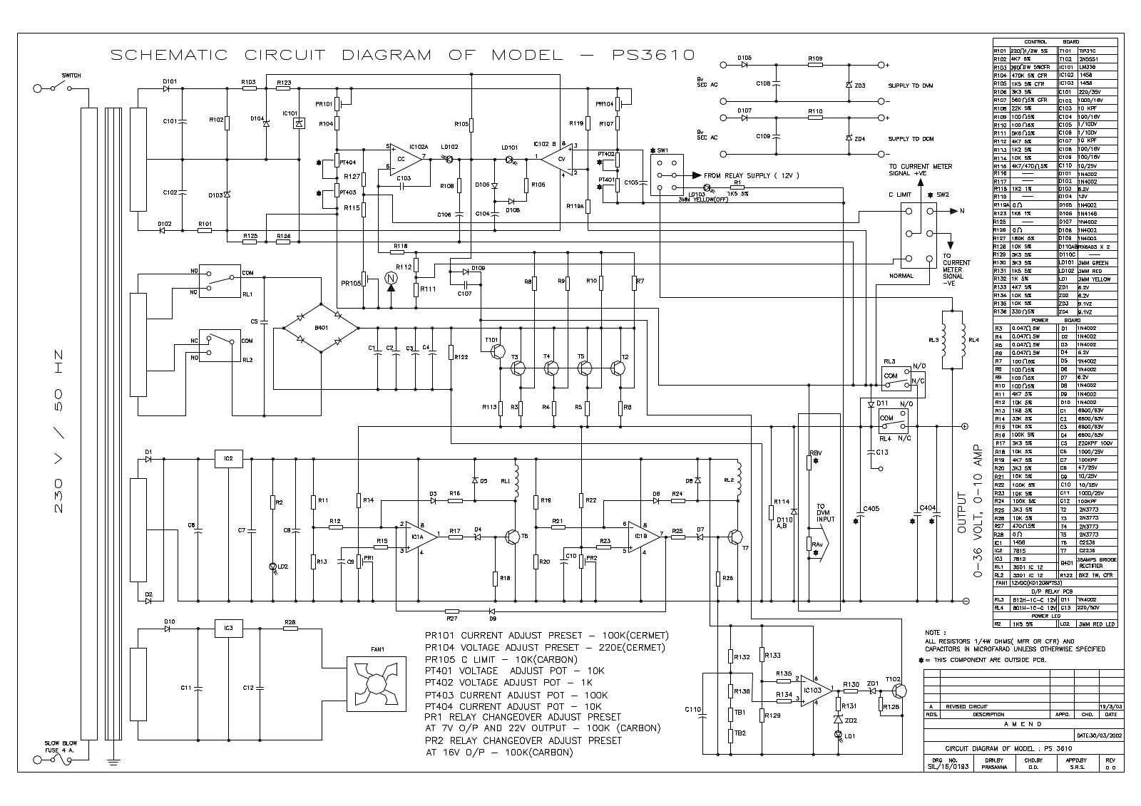 VOLTCRAFT PS 3610 CIRCUIT Diagram