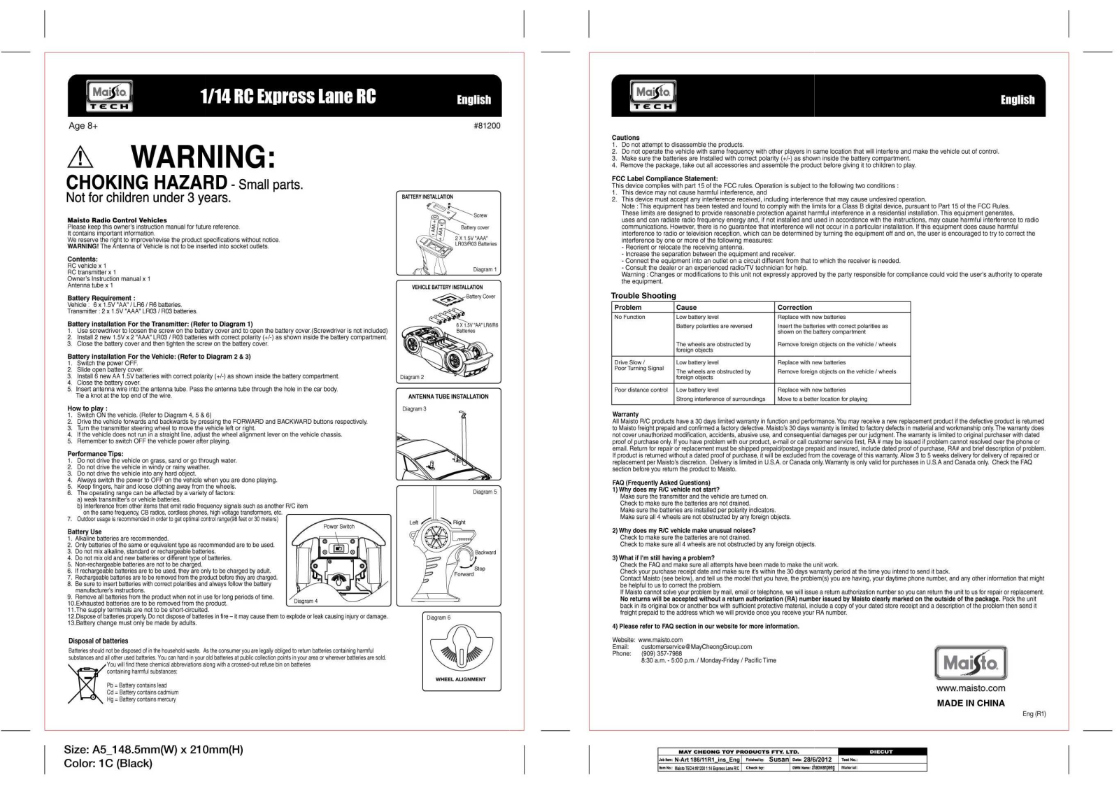 May Cheong Toy Fty 09077RC27M User Manual