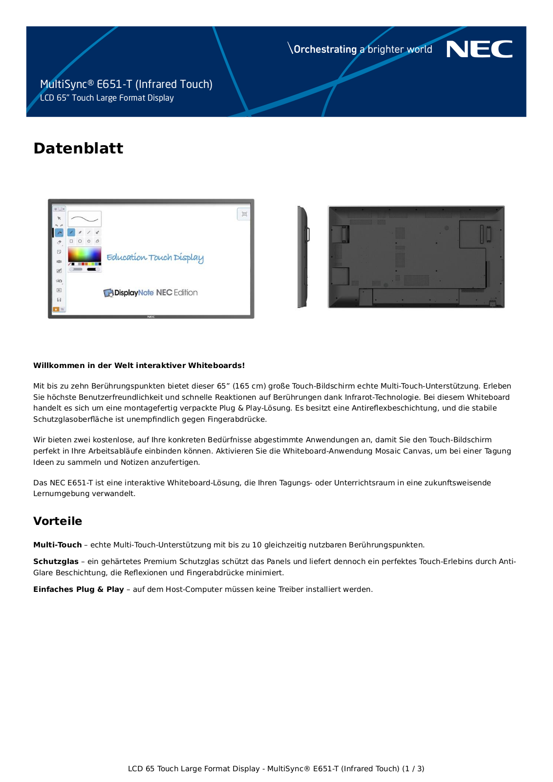 NEC E651-T Datenblatt