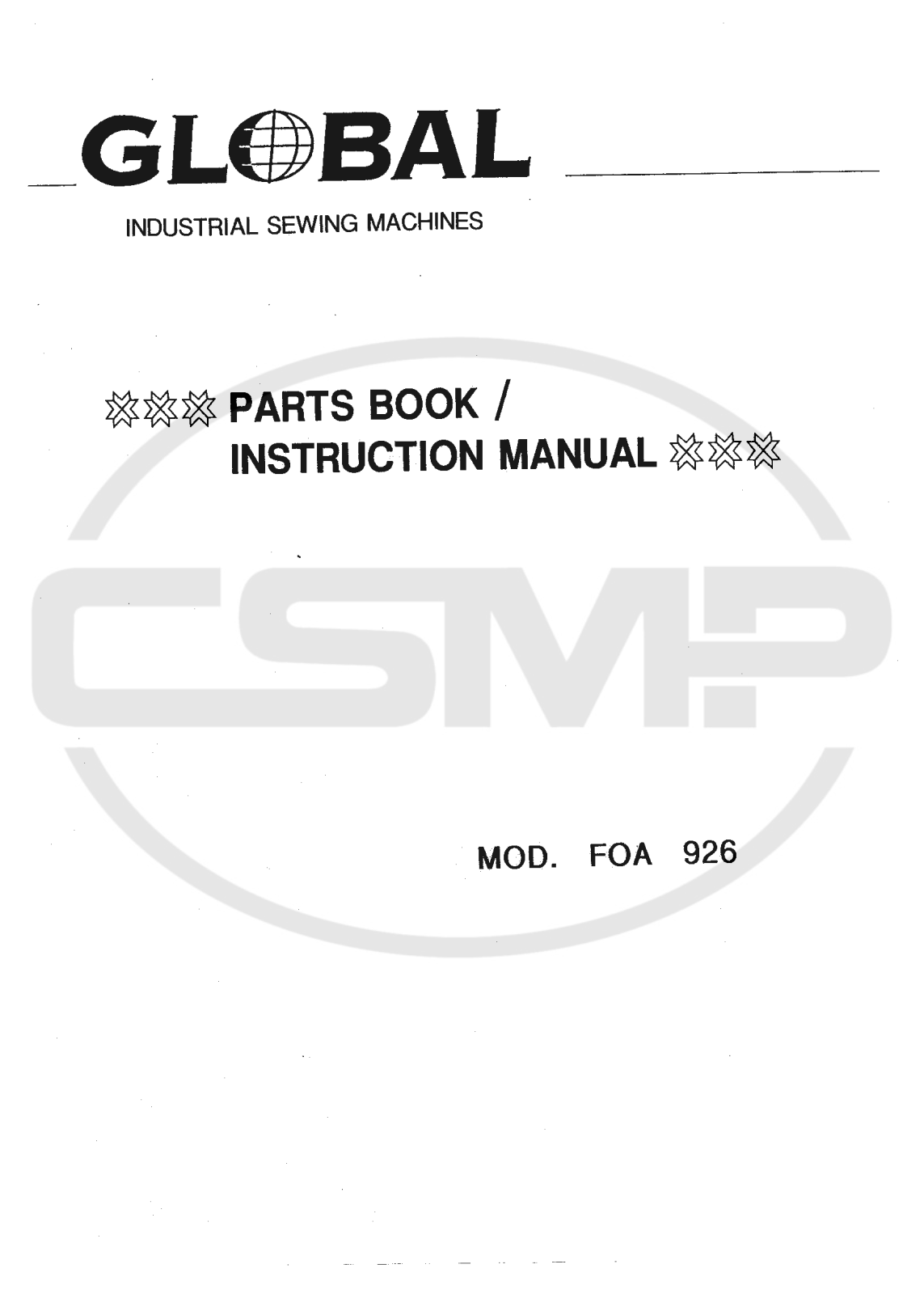 Global FOA926 Parts Book