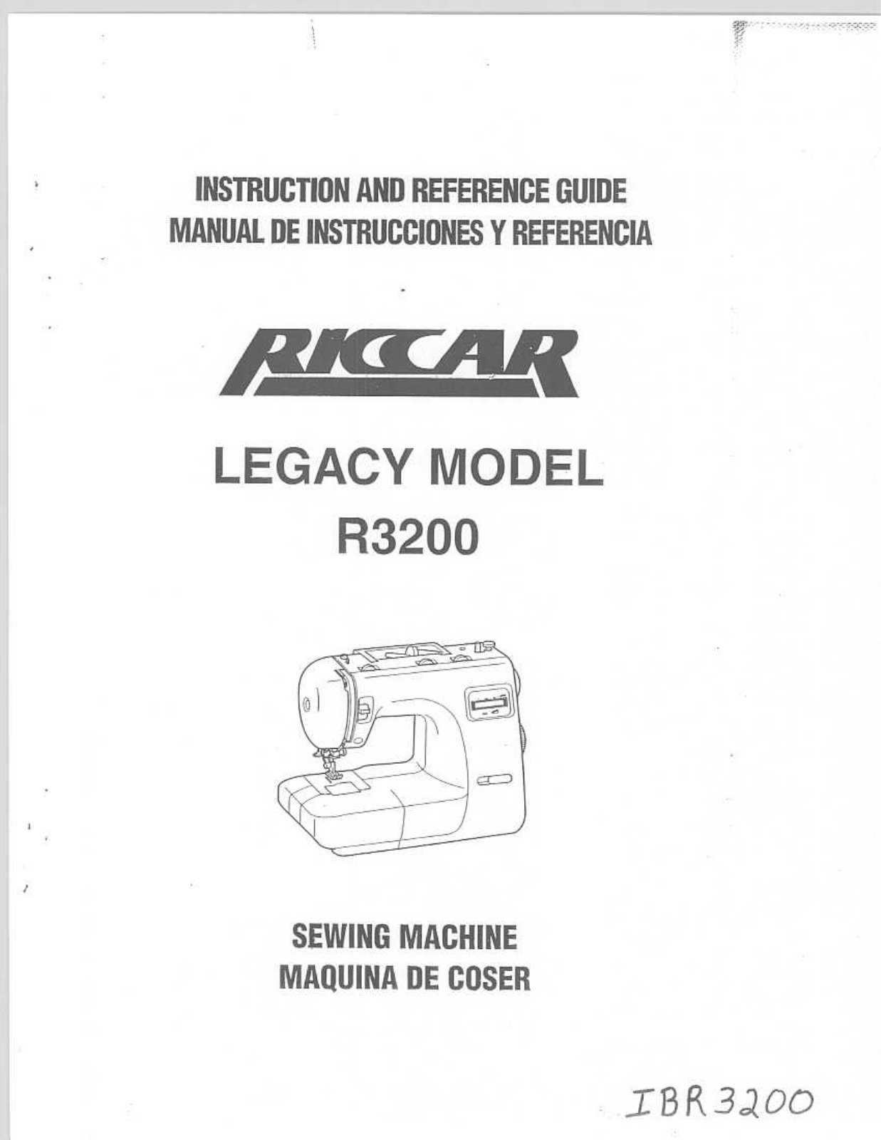 Riccar R3200 User Manual