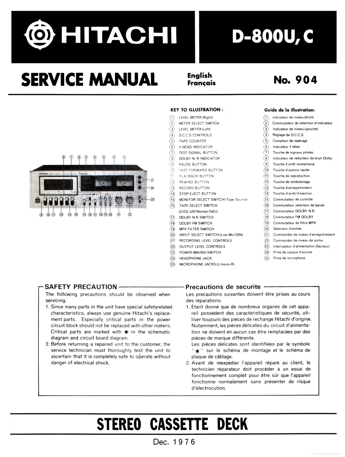 Hitachi d 800u, d 800c Service Manual