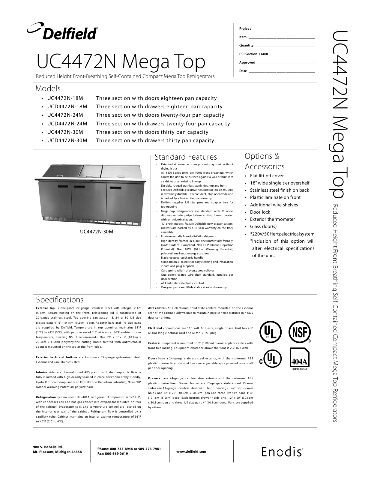 Delfield UCD4472N-M, UC4472N-M User Manual