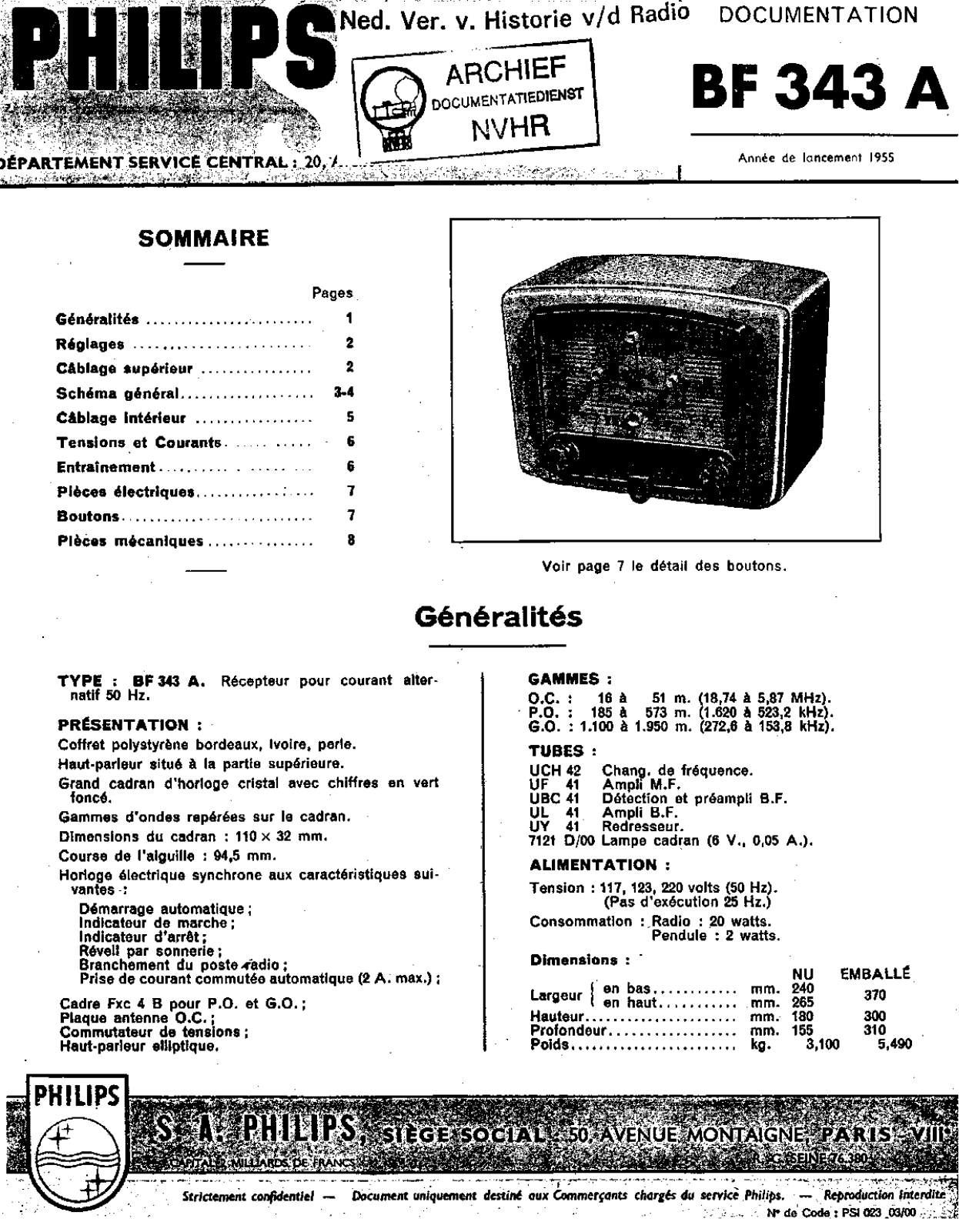 Philips RA-366A, BF-343-A Service Manual