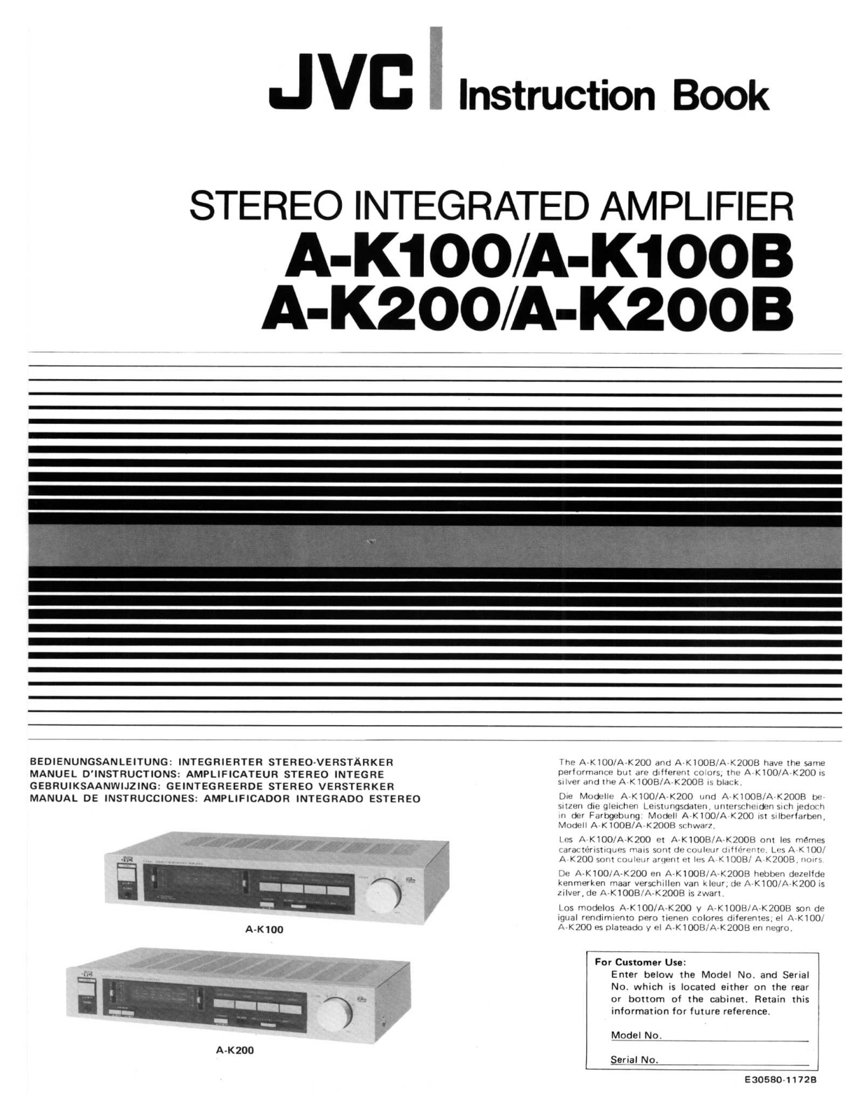 Jvc A-K100B, A-K100, A-K200B, A-K200 Owners Manual