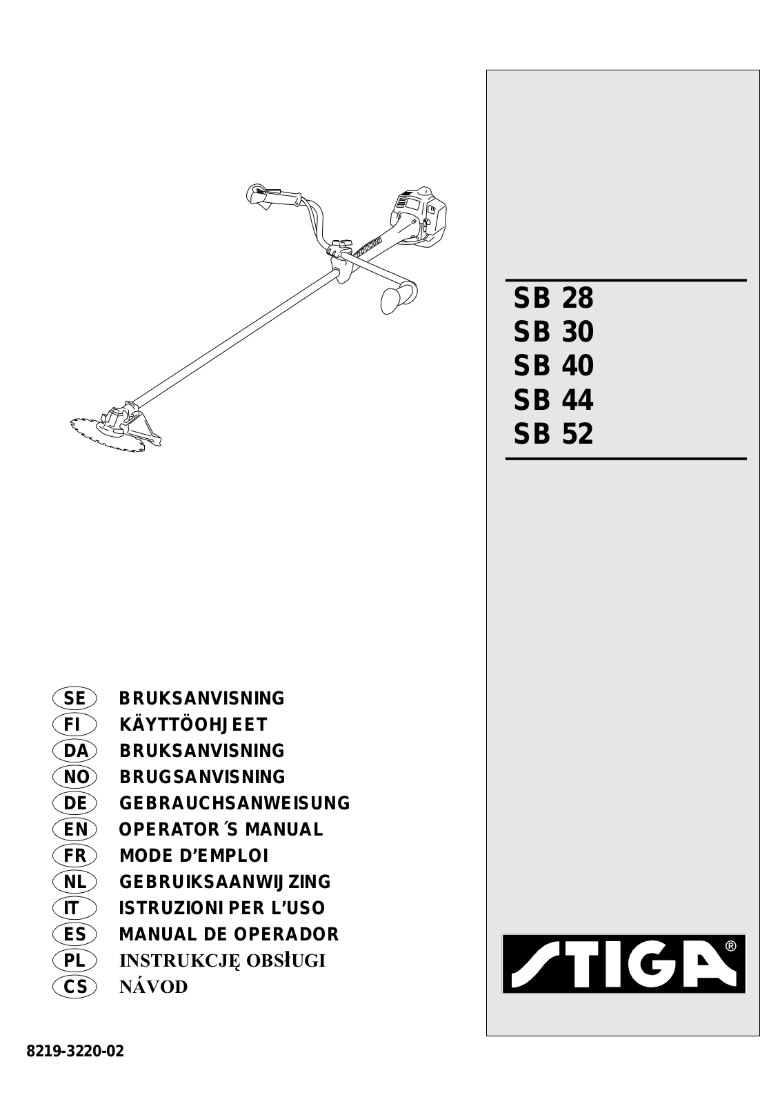 Stiga SB 28, SB 40, SB 30, SB 44, SB 52 Operator's Manual