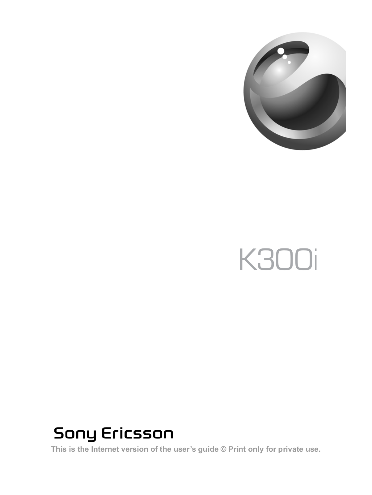 Sony ericsson K300I User Manual