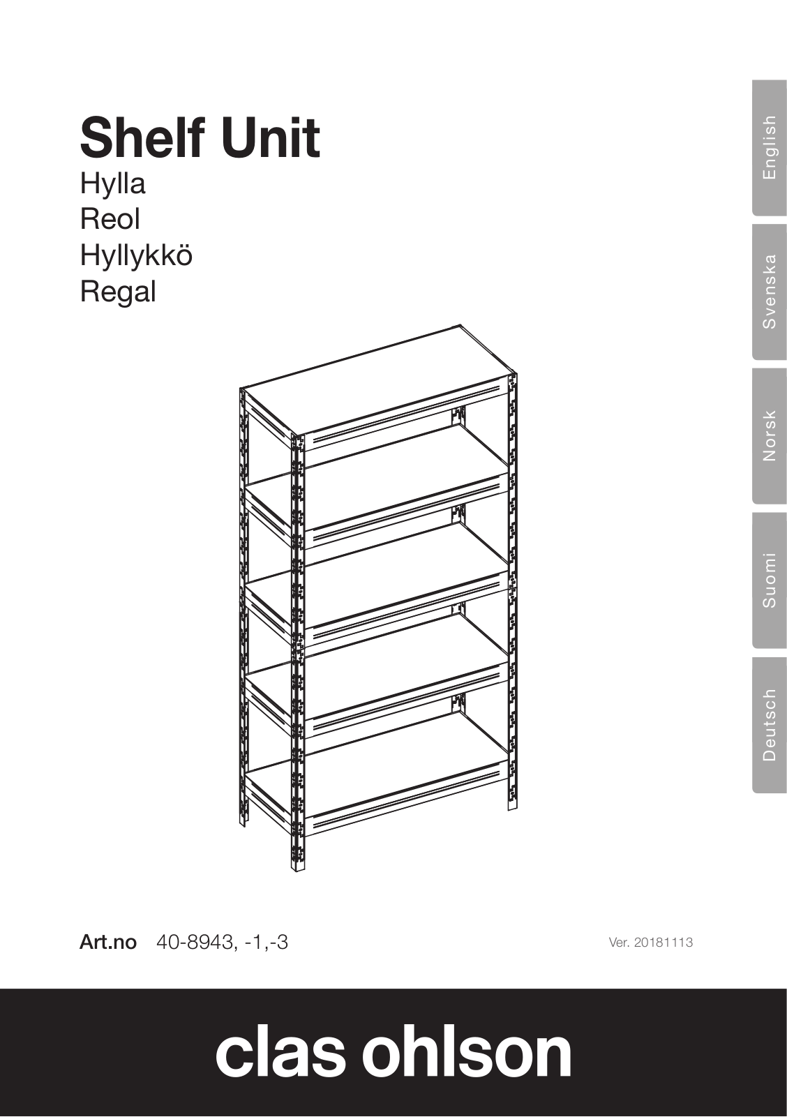 Clas Ohlson 40-8943, 40-8943-1, 40-8943-3 User Manual