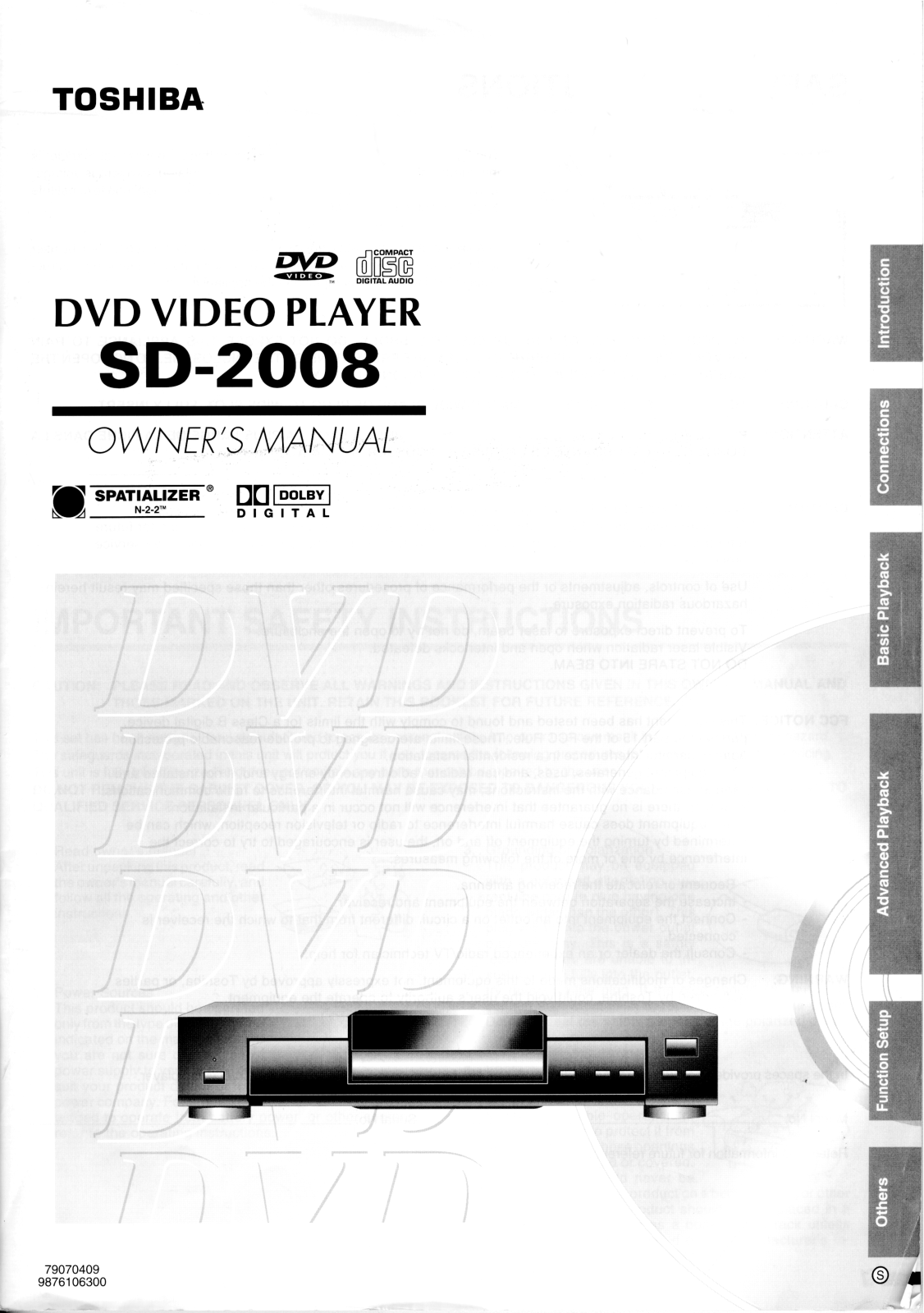 Toshiba SD-2008 Owners manual