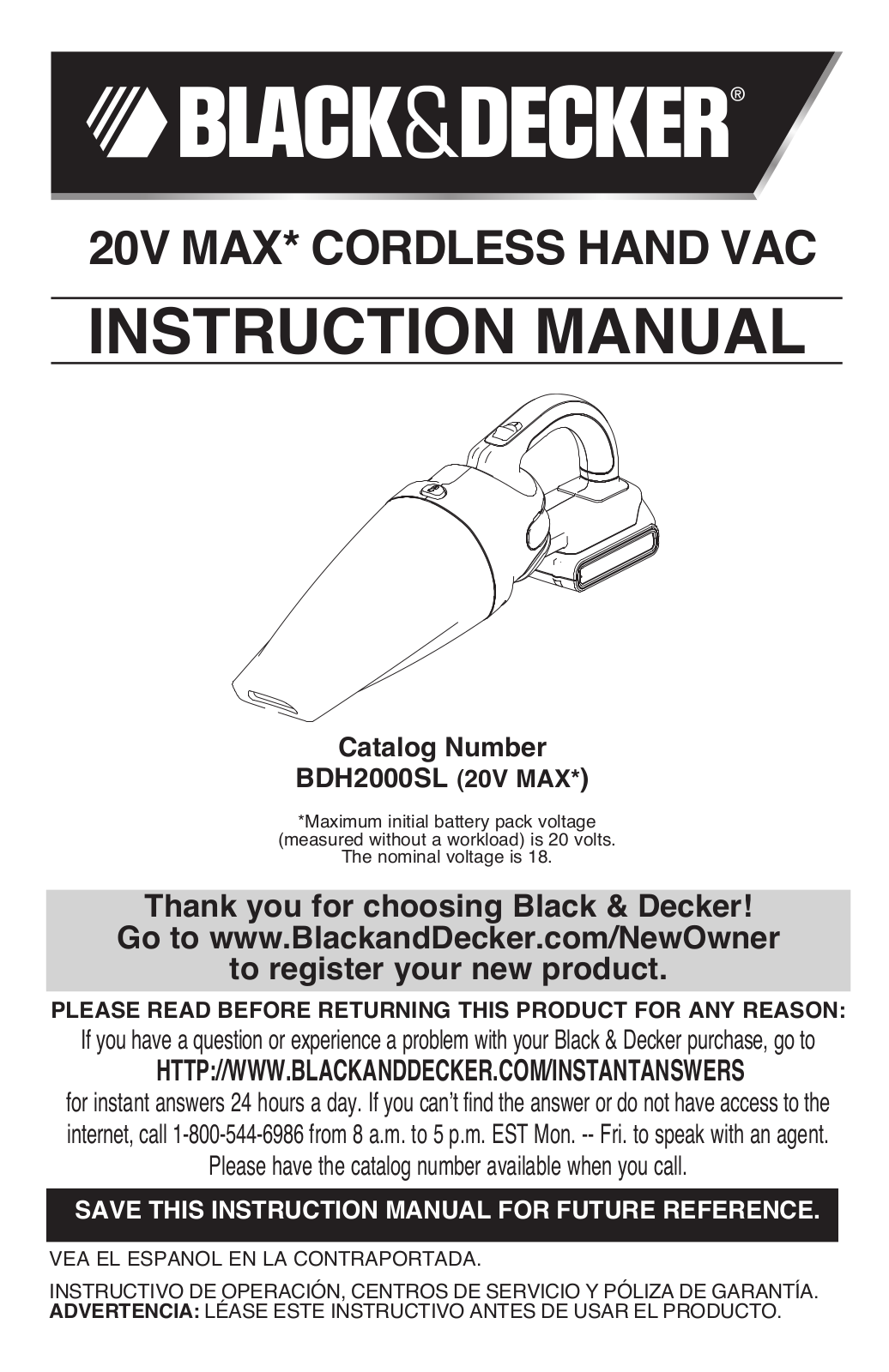 Black & Decker BDH2000SL, BDH2000SDL User Manual