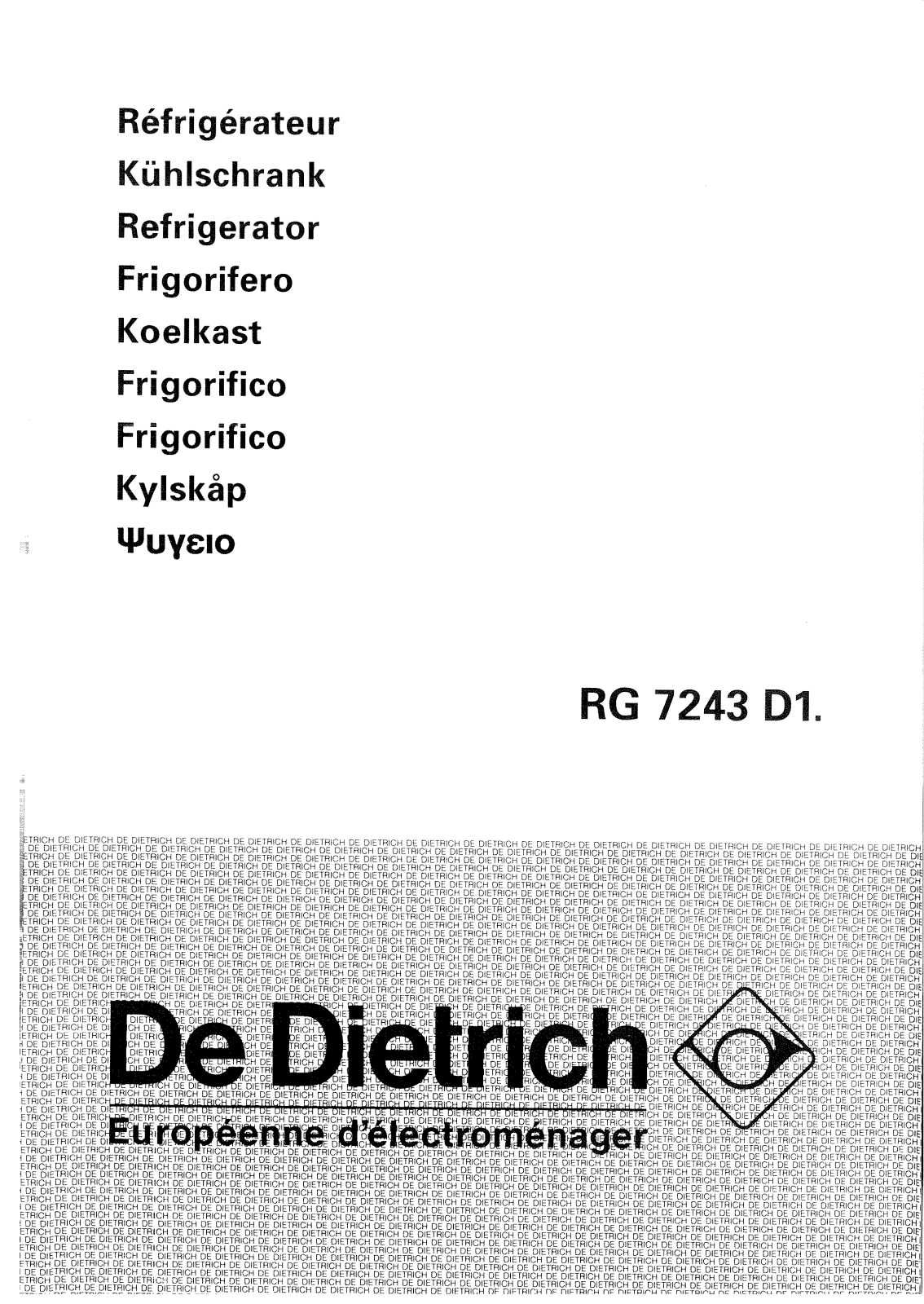 De dietrich RG7243D1 User Manual