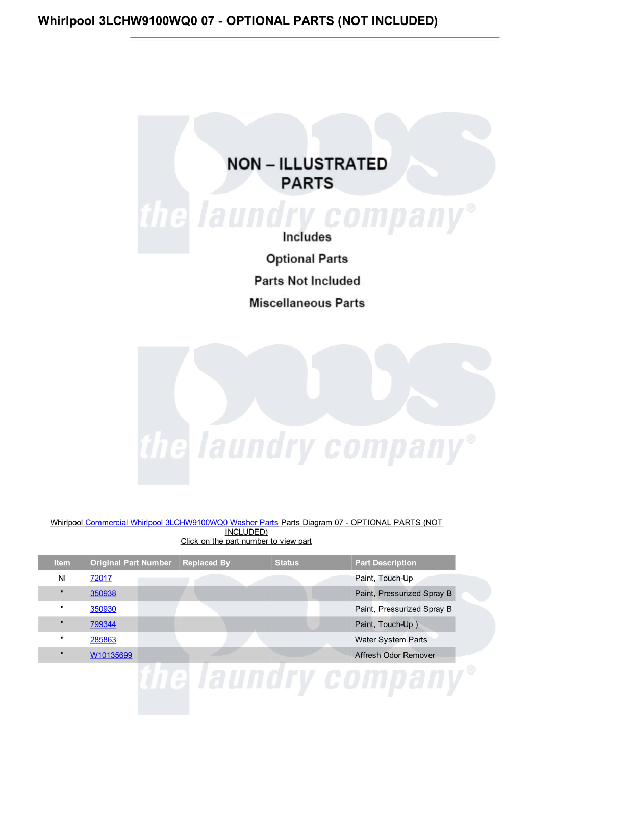 Whirlpool 3LCHW9100WQ0 Parts Diagram