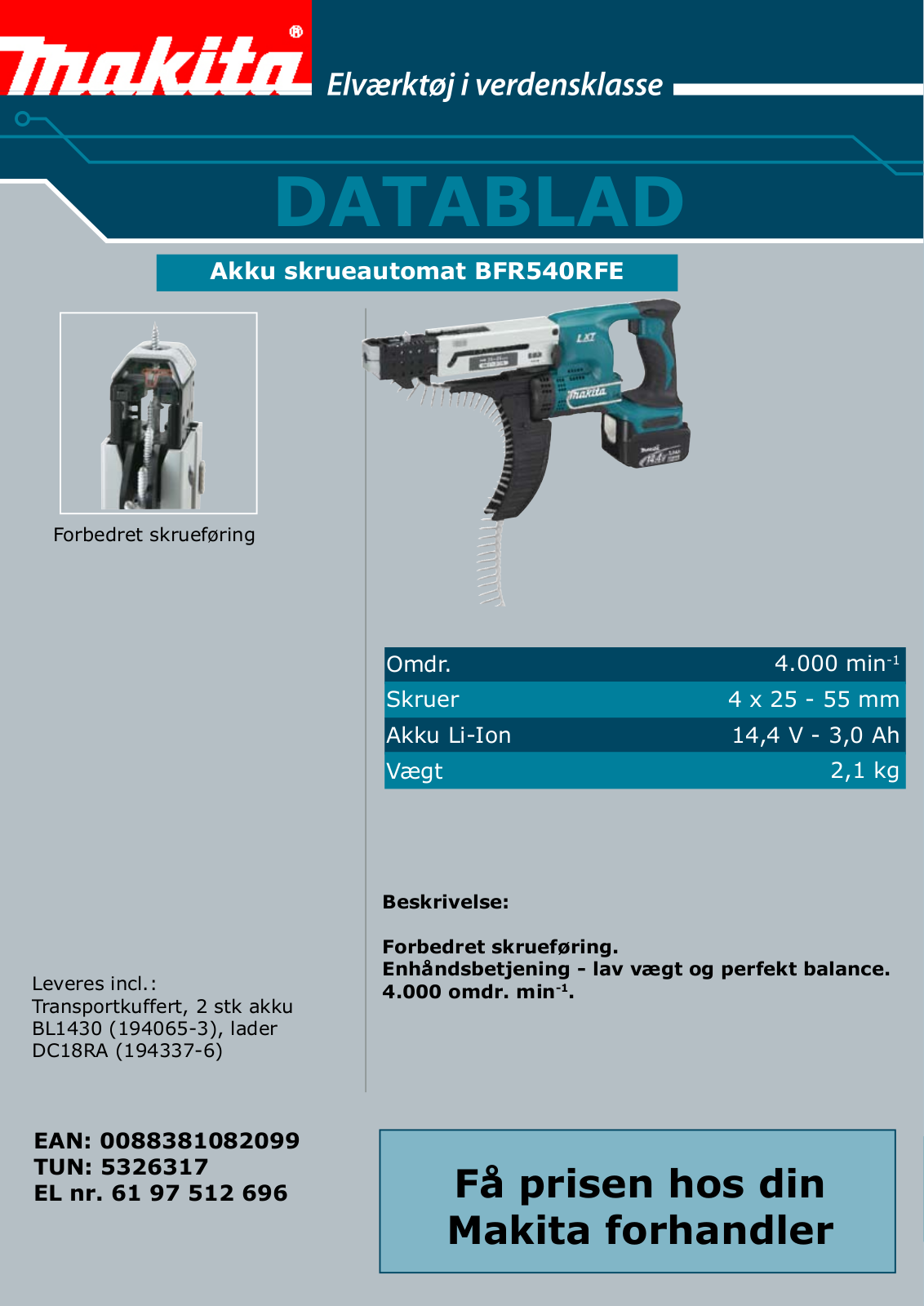 Makita BFR540RFE User Manual