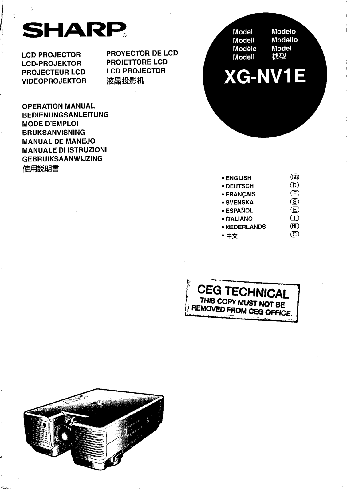 Sharp XG-NV1E Operating Manual