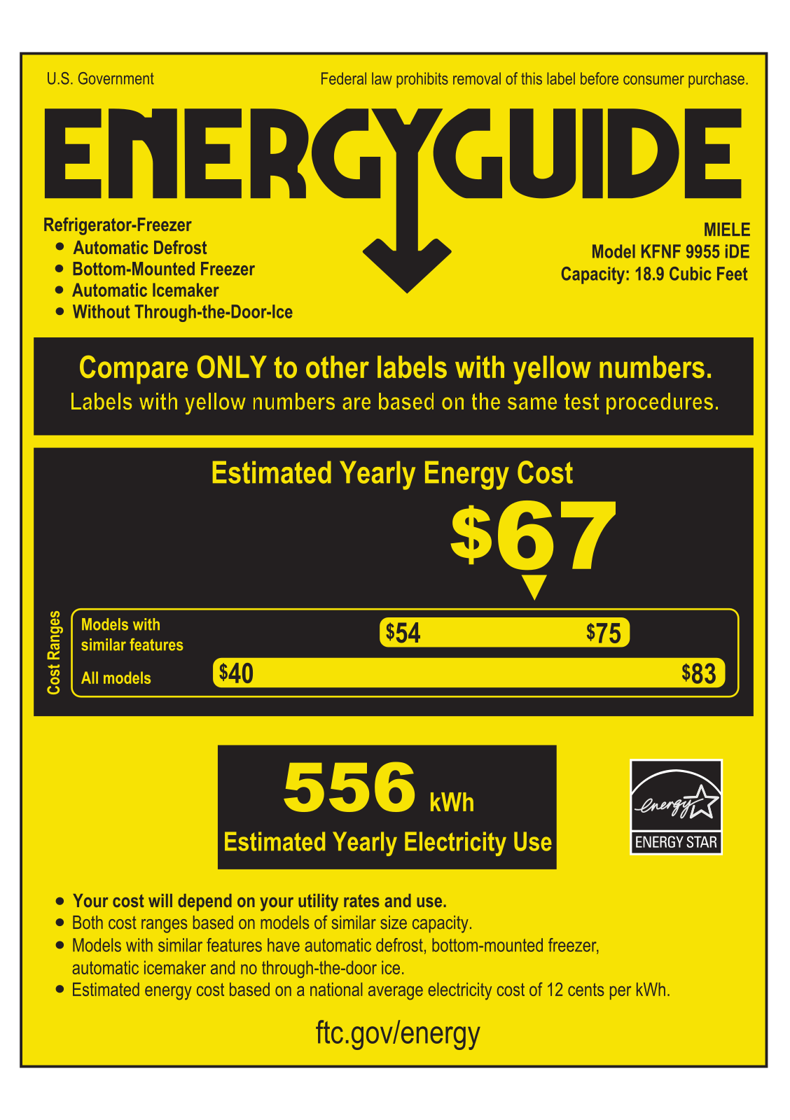 Miele KFNF9955IDE Energy Label