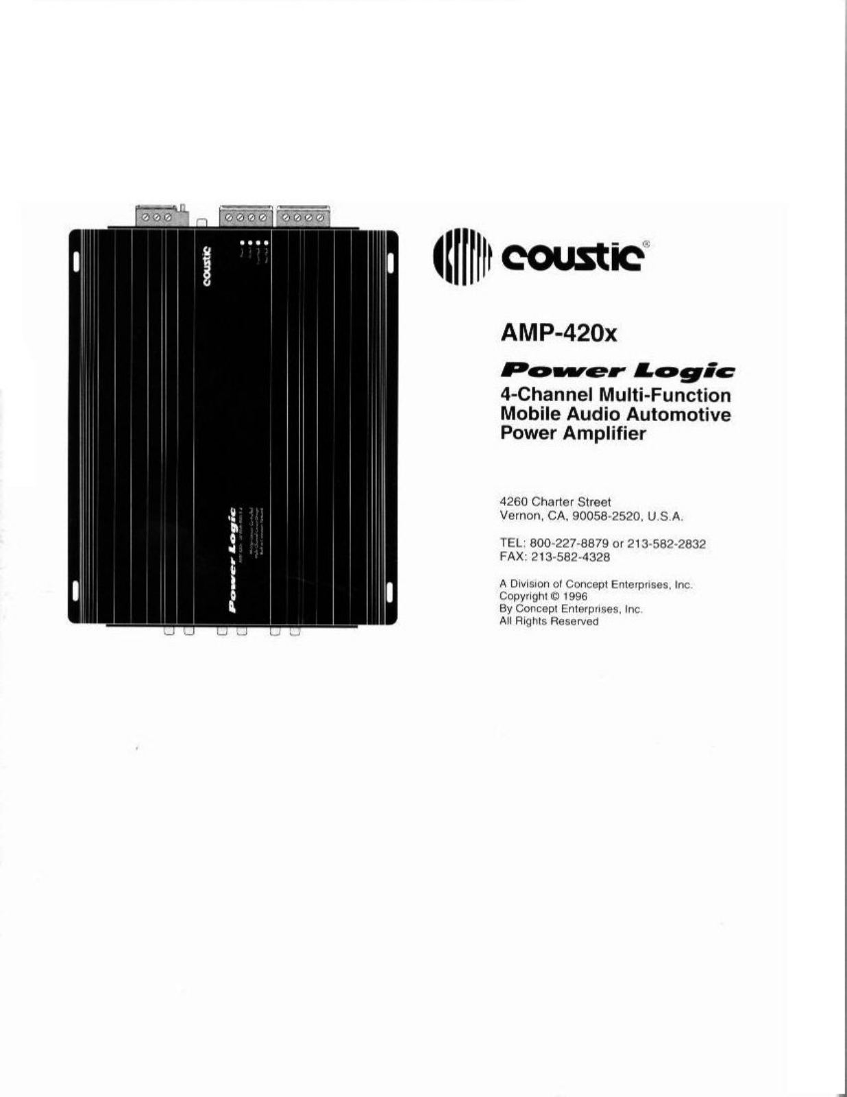 Coustic AMP-420x Instruction Manual