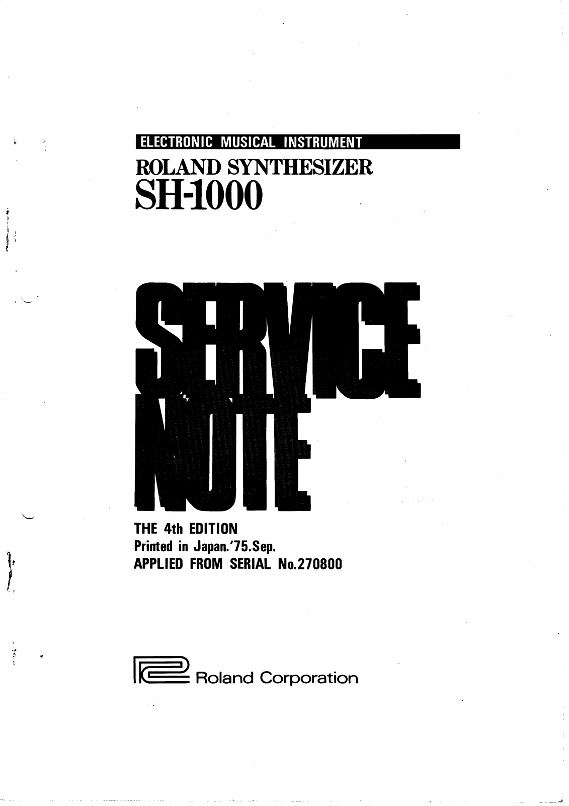 Roland SH-1000 Service Manual