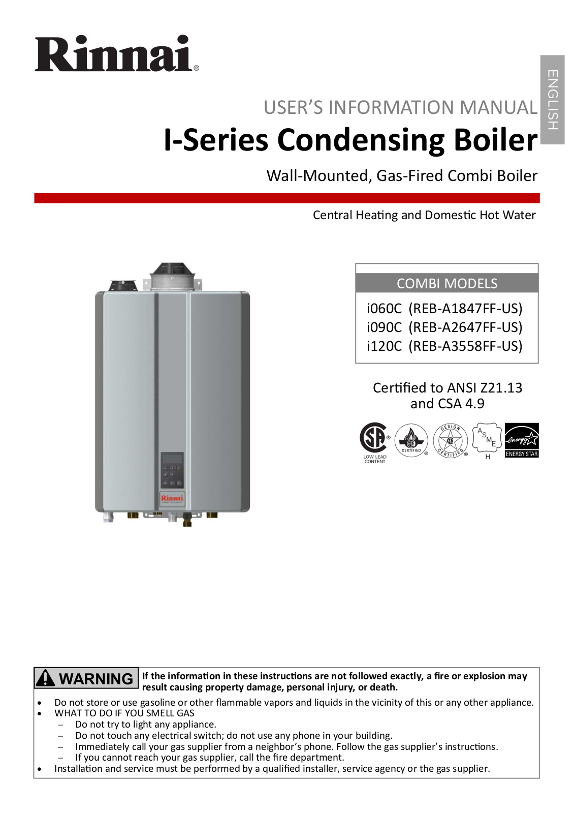 Rinnai Water Heater i060CN Service Manual