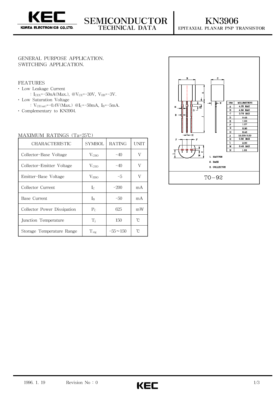 KEC KN3906 Datasheet