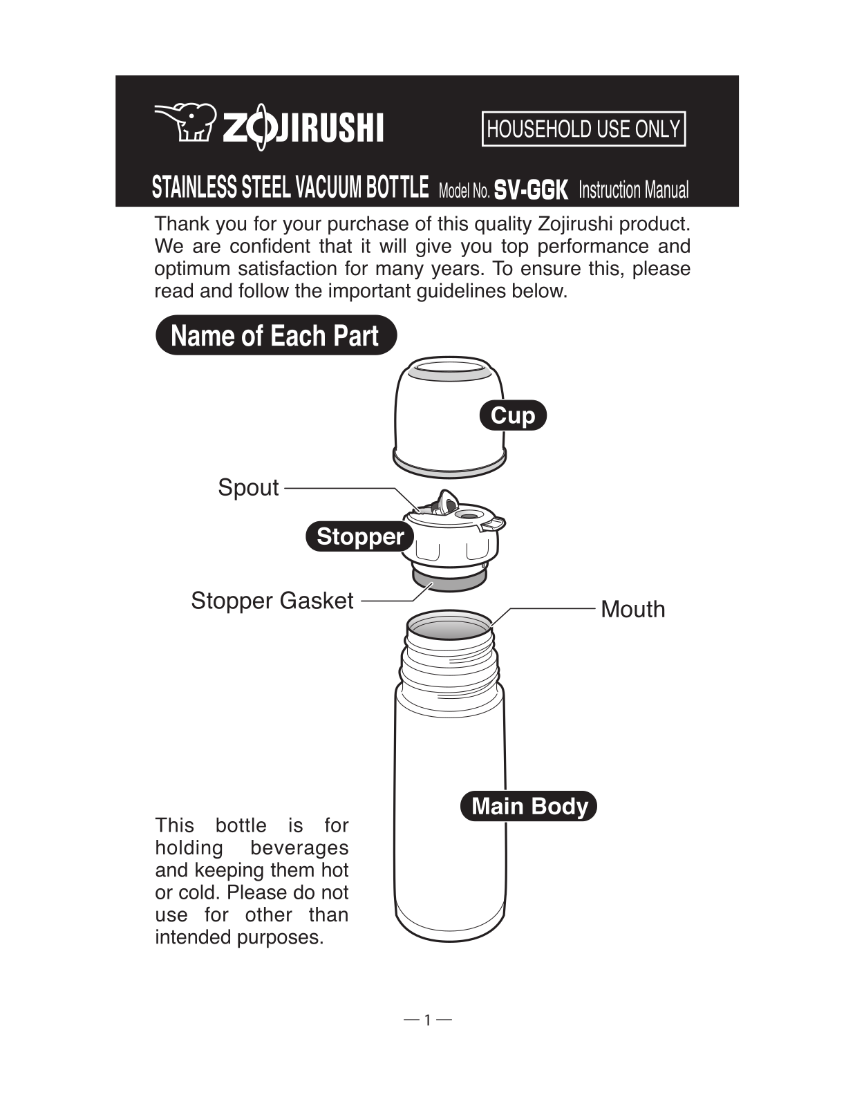 Zojirushi SV-GGK50 Owner's Manual