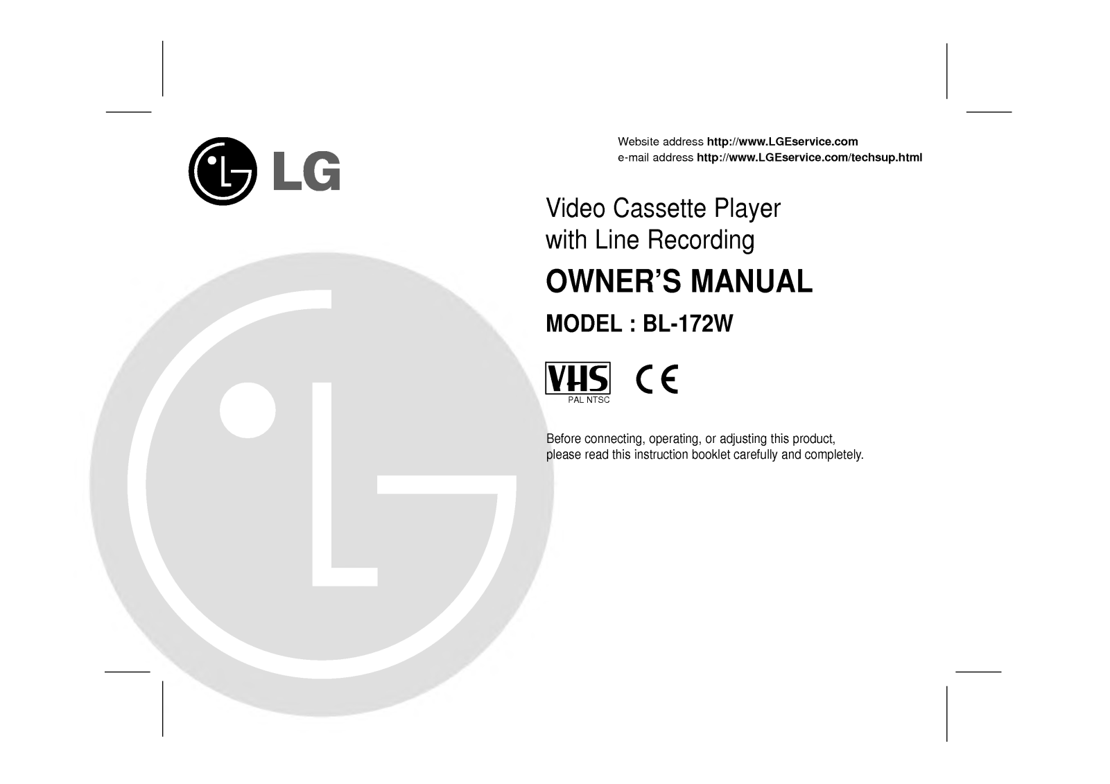 LG BL172W User Manual