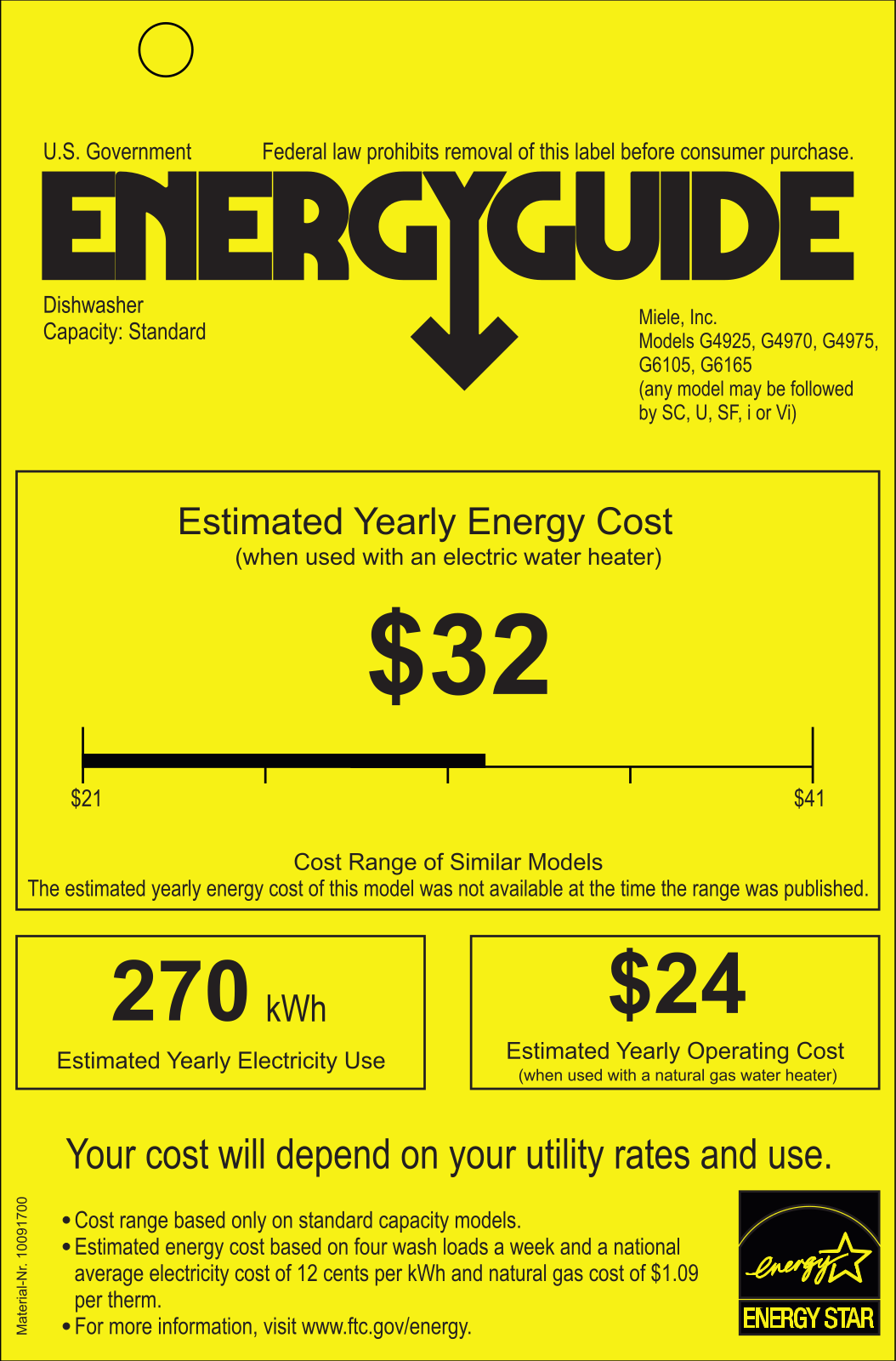 Miele G4975VI, G6105SCU, G4925SCUS Energy manual