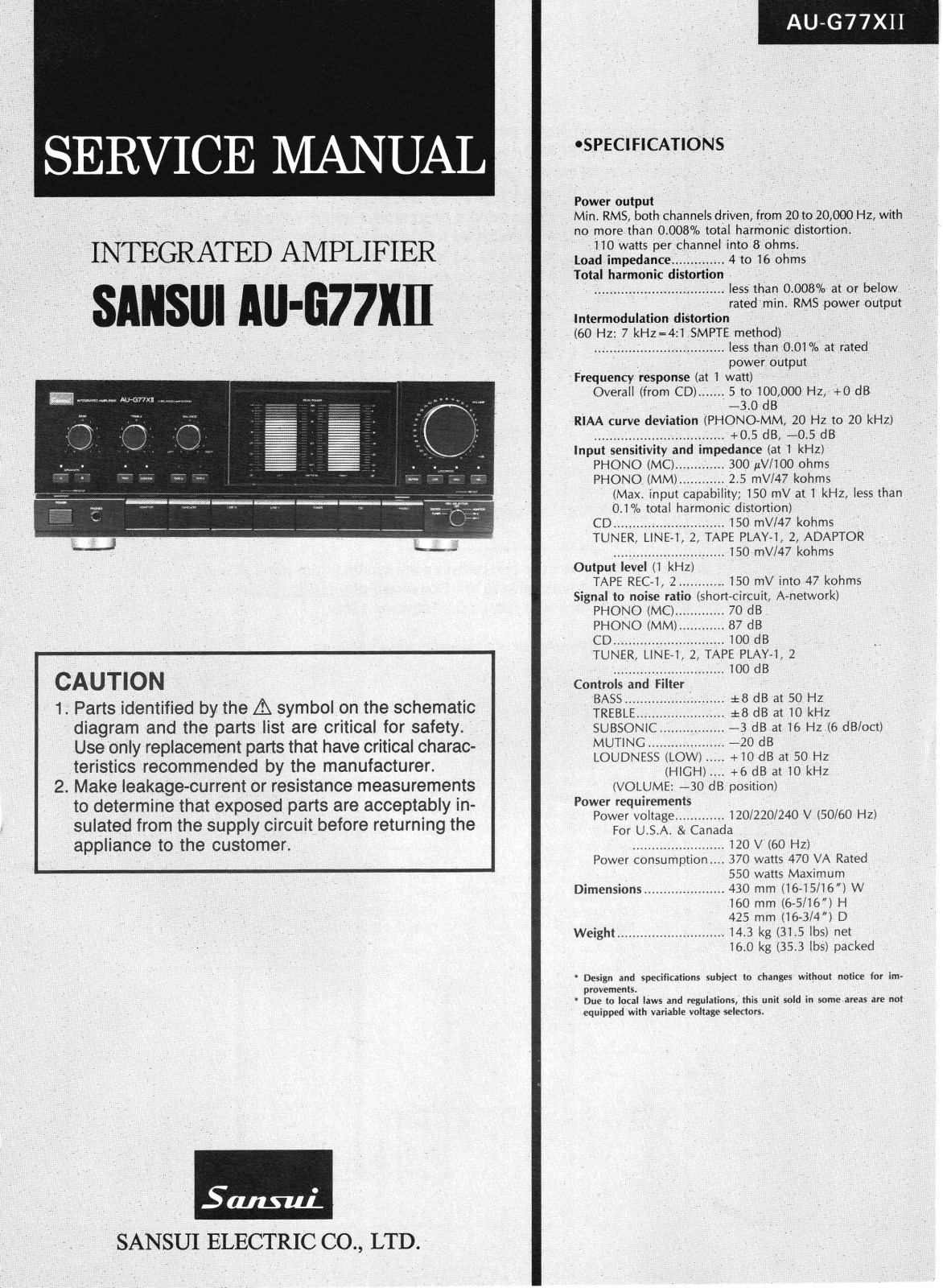 Sansui AU-G77-X-Mk2 Service Manual