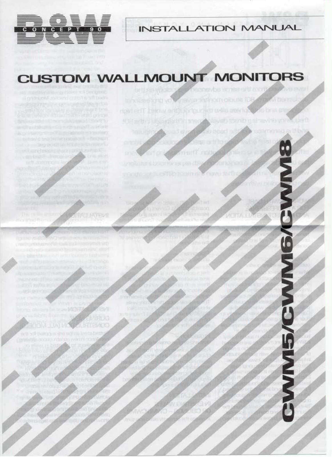 Bowers and Wilkins CWM-5, CWM-6, CWM-8 Owners manual