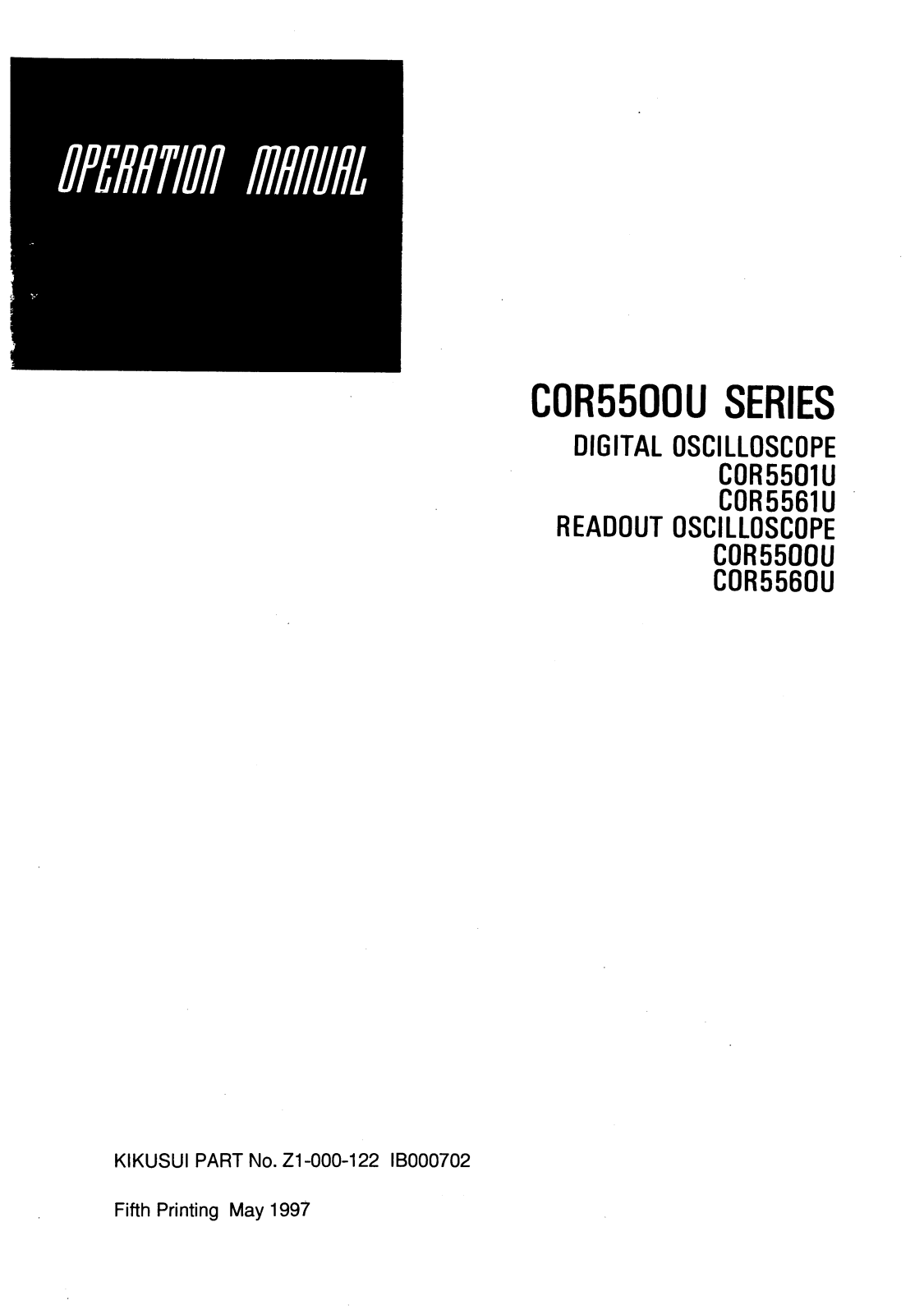 Kikusui COR5500U-60-100-E2 User Manual