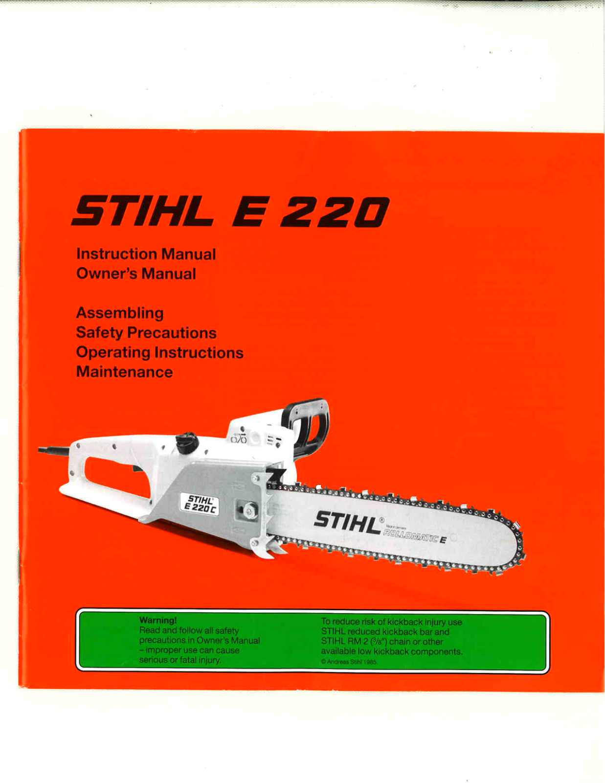 STIHL E 220 Owner's Manual