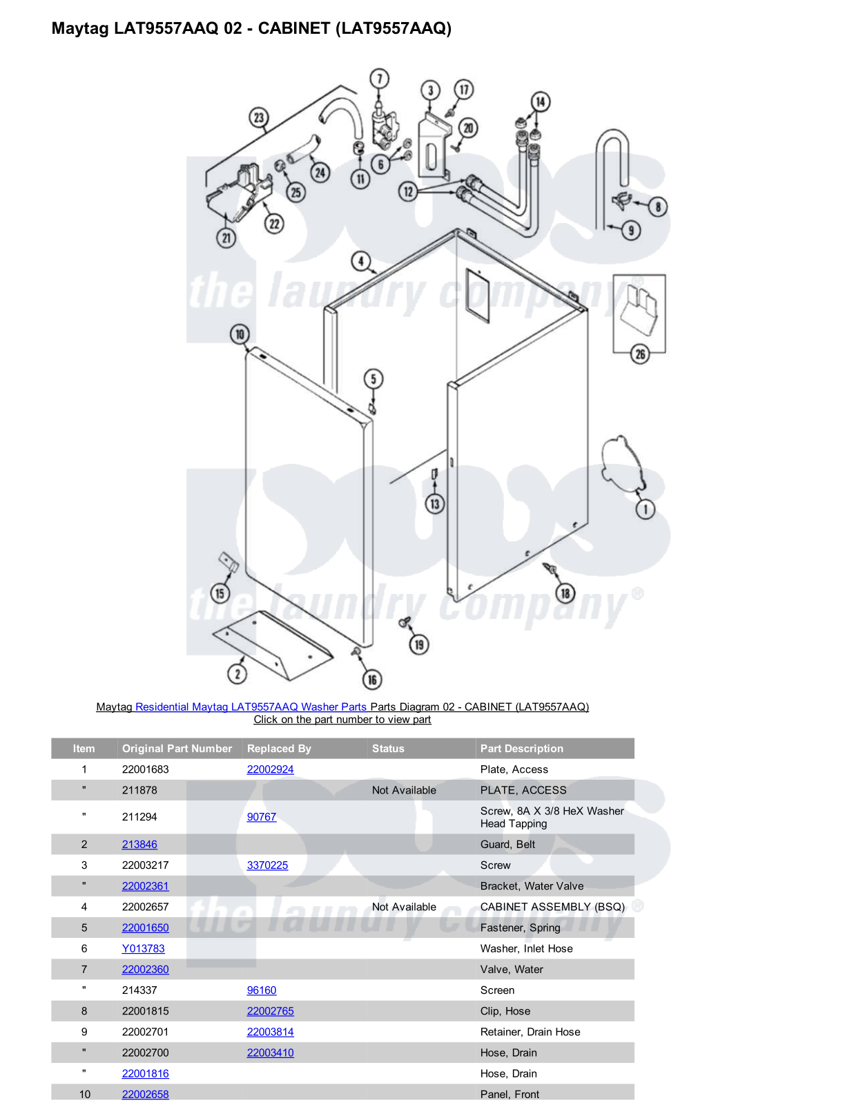 Maytag LAT9557AAQ Parts Diagram