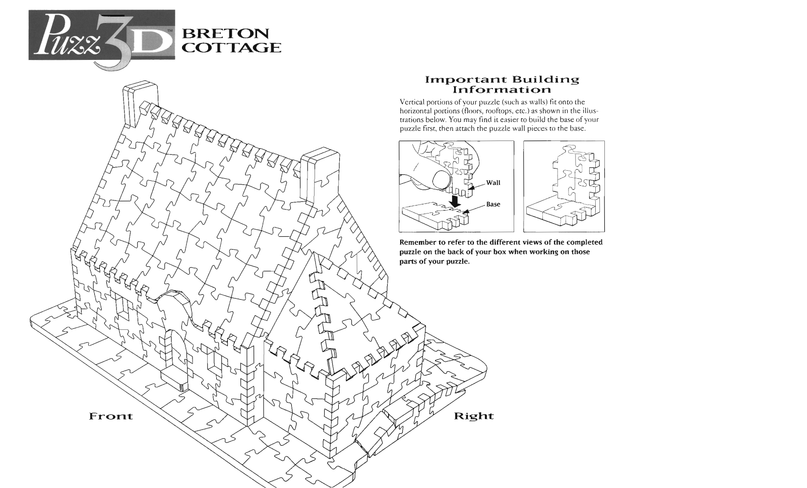 Hasbro PUZZ 3D BRETON COTTAGE User Manual