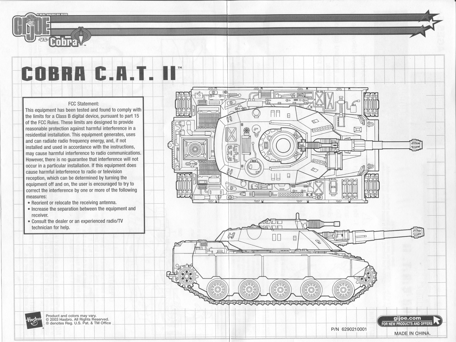 HASBRO GI Joe vs Cobra C.A.T. II User Manual