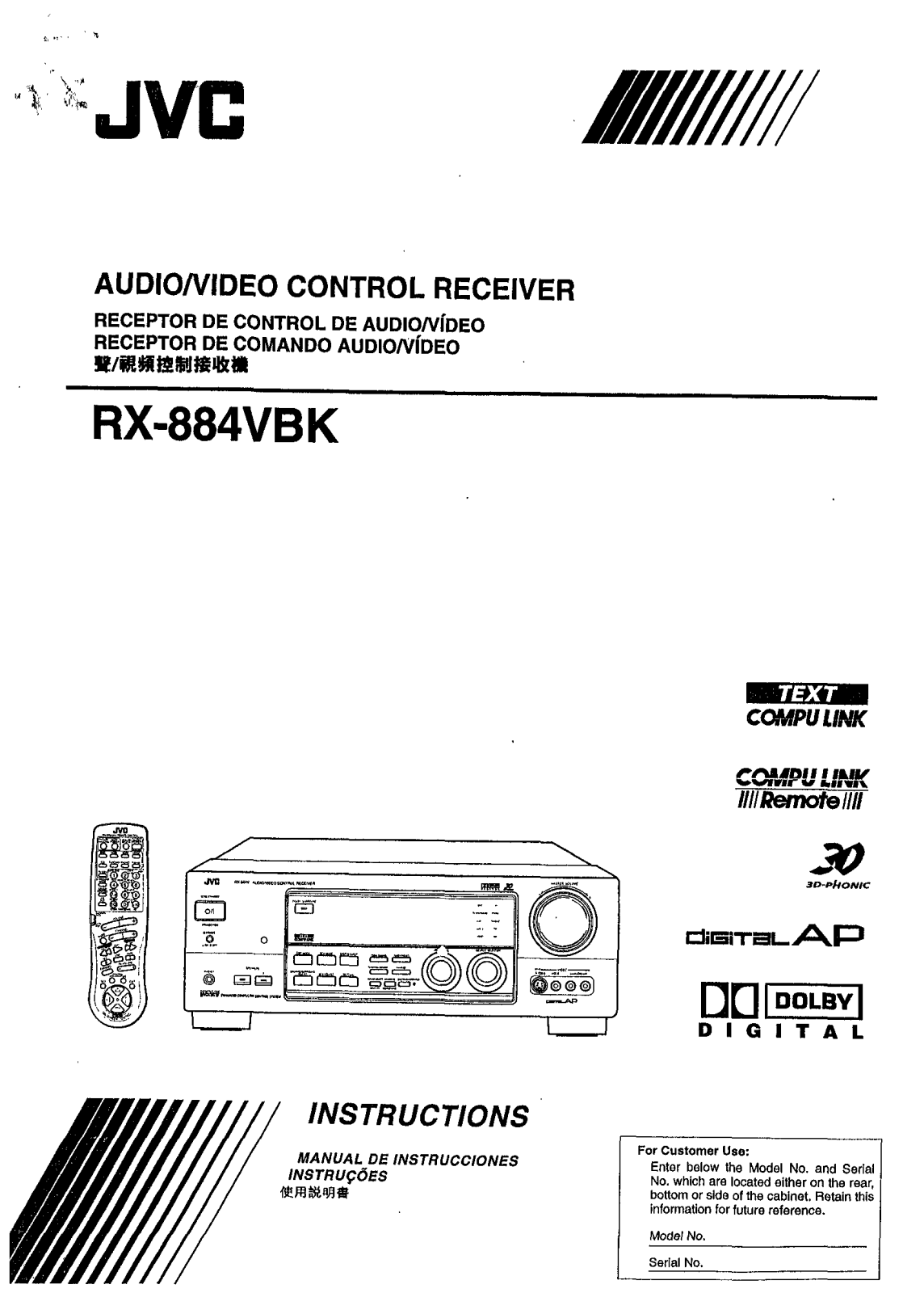 JVC RX-884-VBK Owners manual
