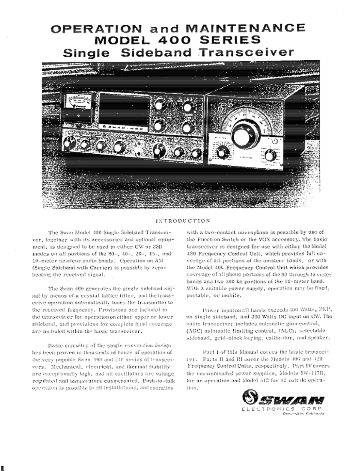 Swan 400 User Manual (PAGE 01)