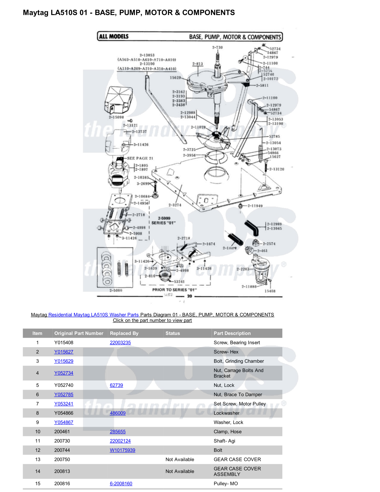 Maytag LA510S Parts Diagram