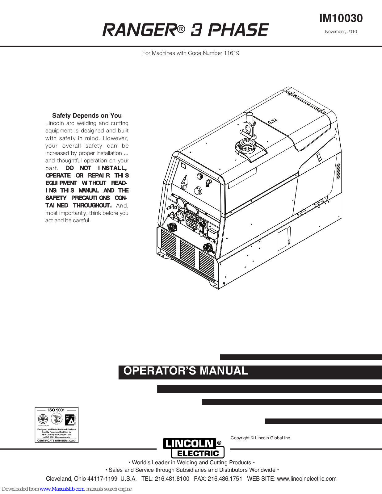 Lincoln Electric RANGER IM10030, RANGER 3 PHASE Operator's Manual