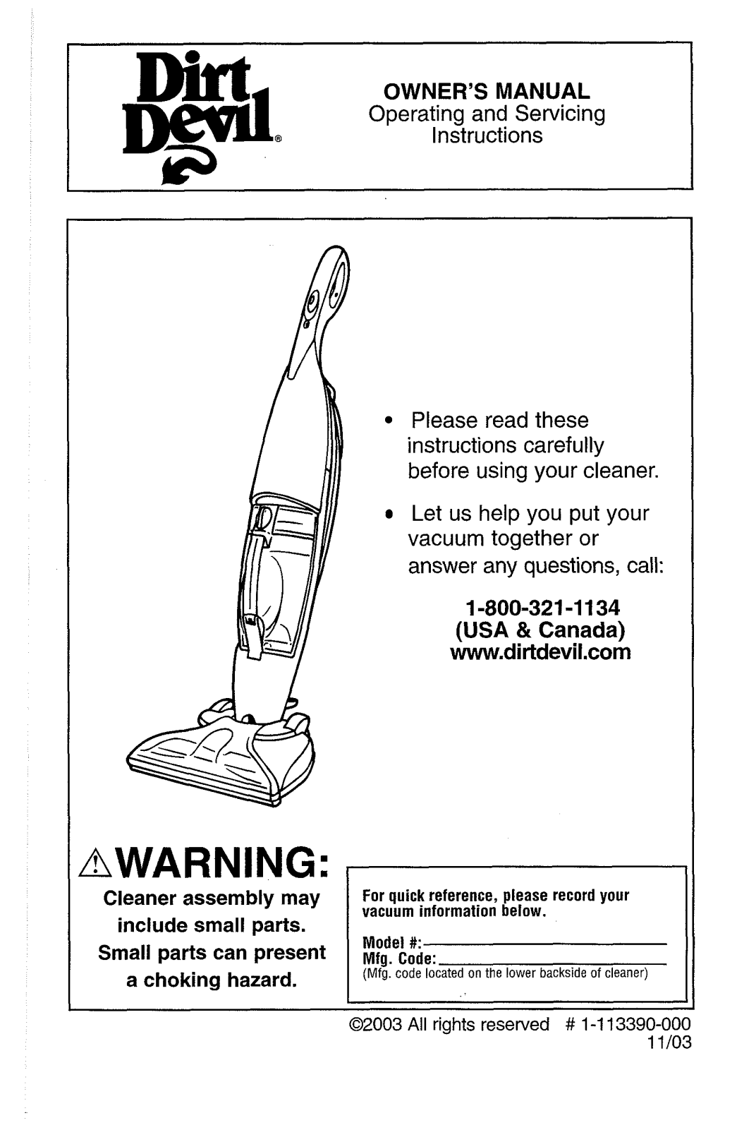 DIRTDEVIL MCE5500CA User Manual - ManualMachine.com