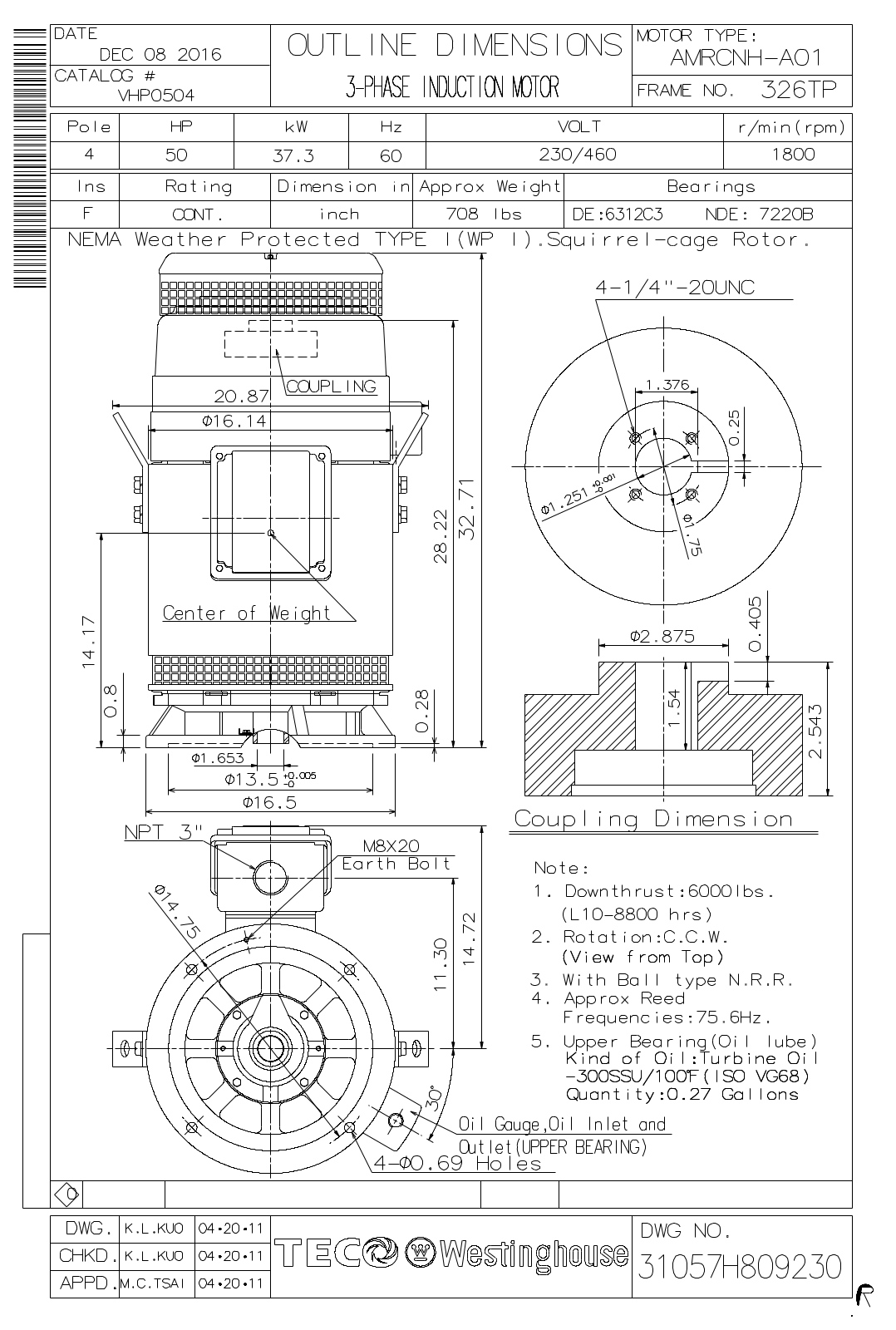 Teco VHP0504 Reference Drawing