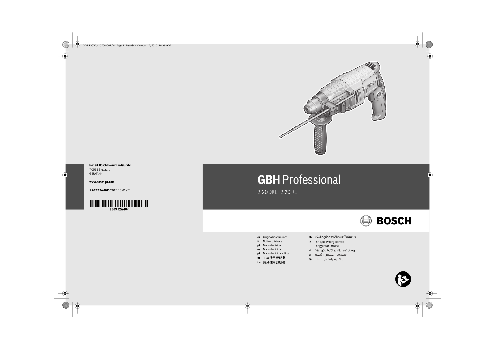 Bosch GBH 2-20 DRE, GBH 2000 User Manual