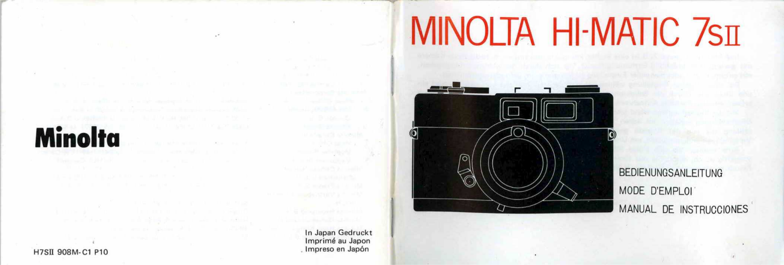 MINOLTA Hi-Matic 7s User Manual