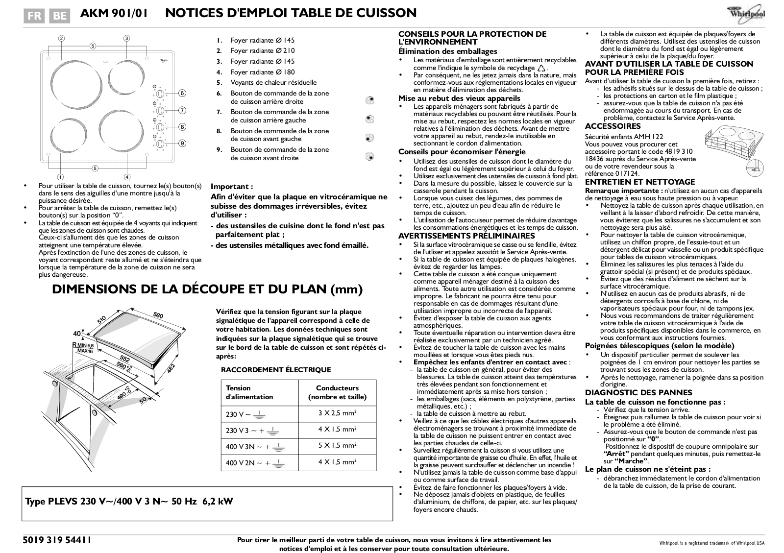 Whirlpool AKM 901/01 PRODUCT SHEET