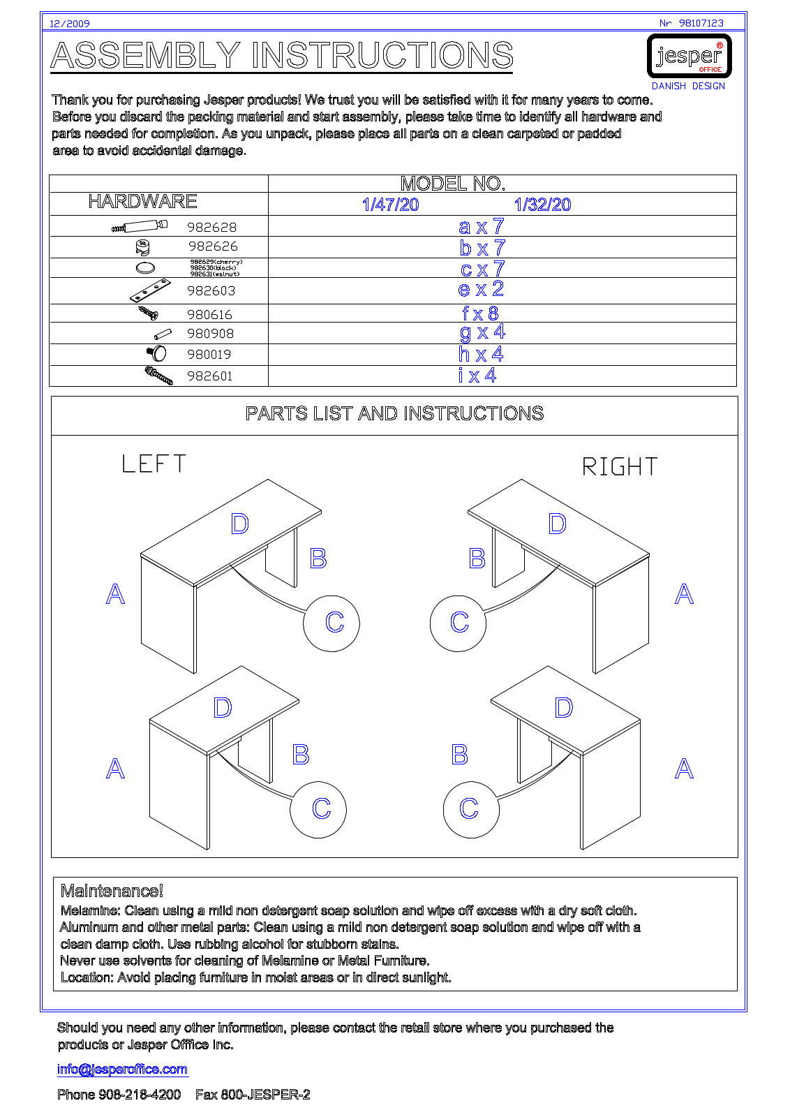 Unique 13220WAL Assembly Guide