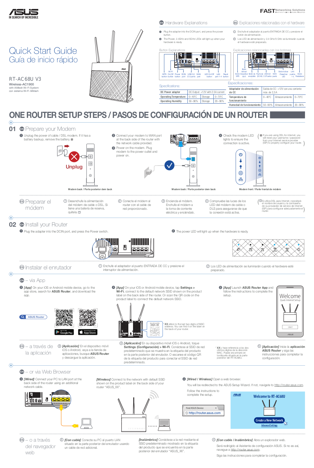 Asus RT-AC68U Quick Installation Guide