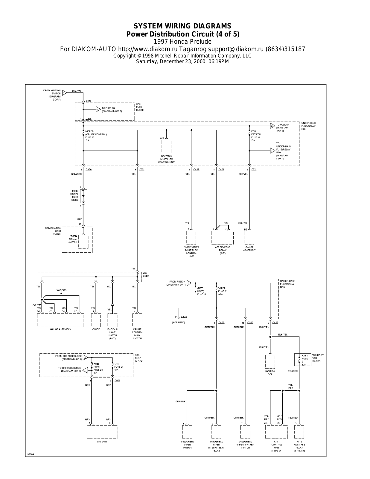 Honda Prelude 1997-1999 Wire Diagrams  17497