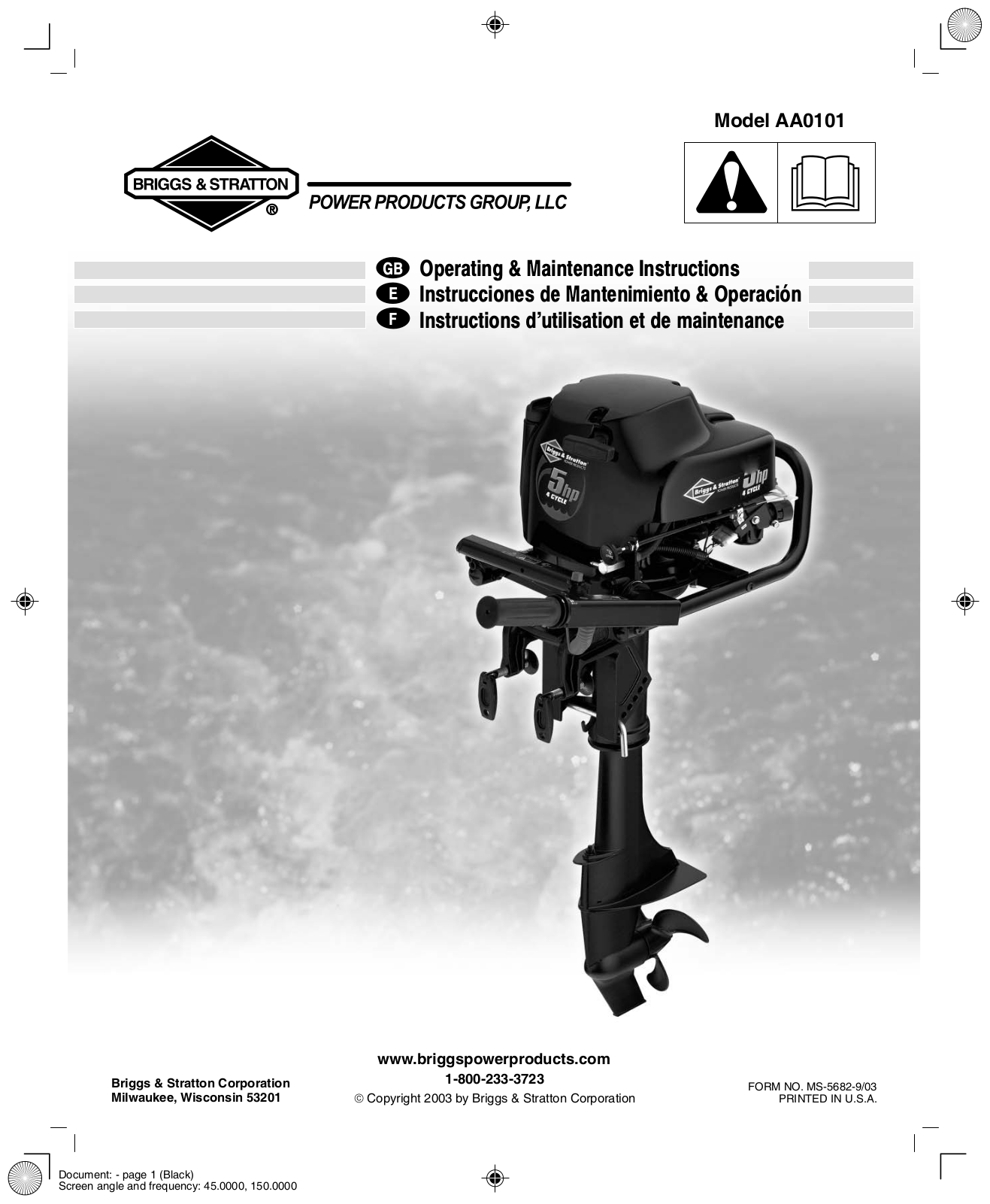 Briggs & Stratton AA0101 User Manual