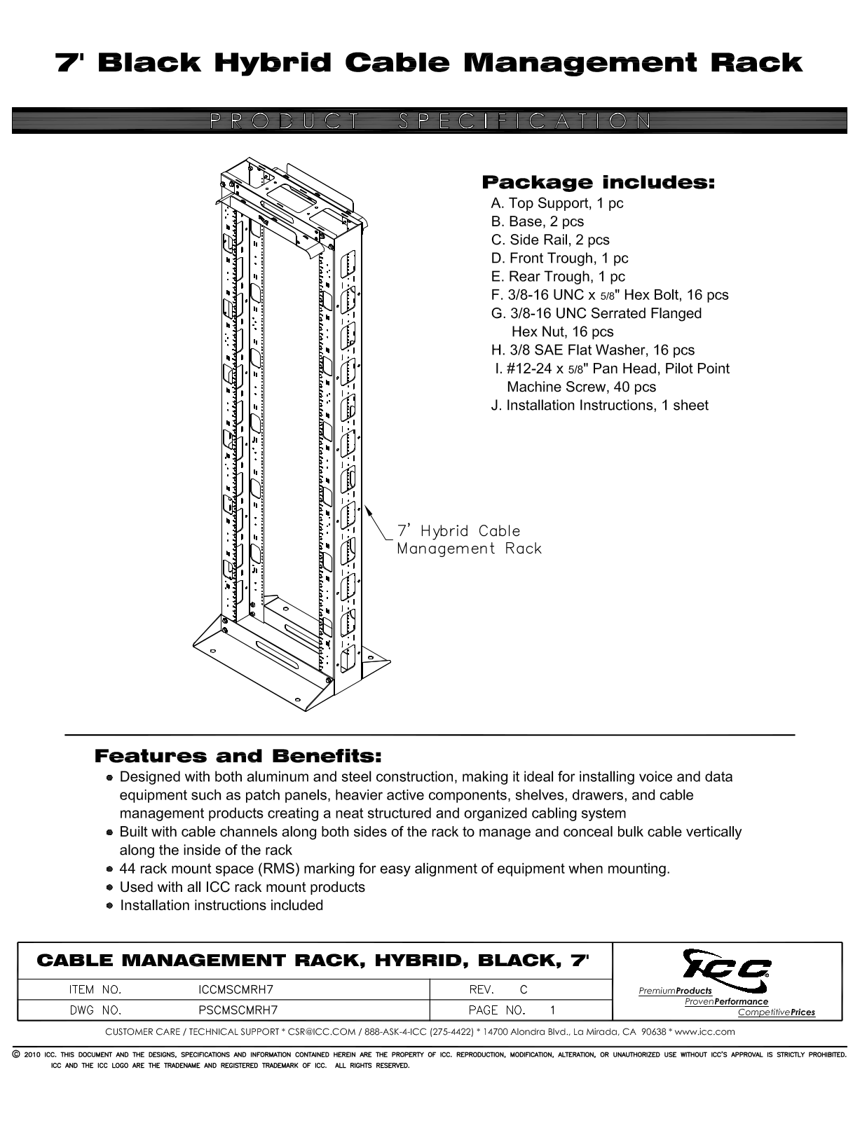 ICC ICCMSCMRH7 Specsheet